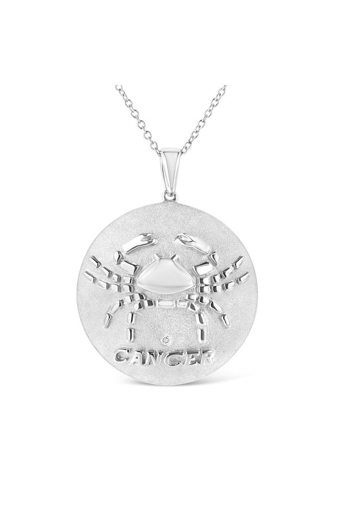 Diamond Accent Cancer Zodiac Design Necklace Medallion